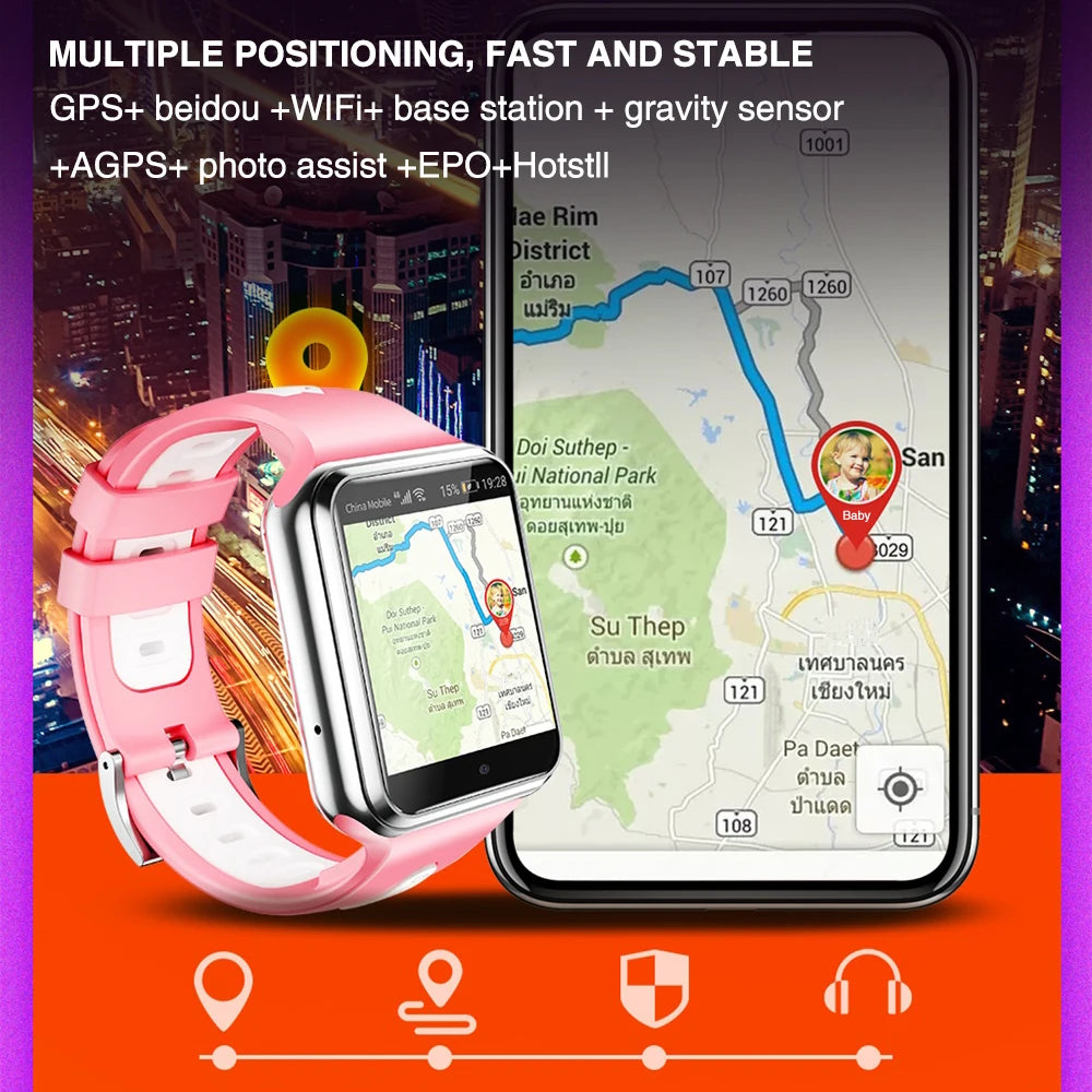 4G Smart Watch Kids GPS Positioning Dual Camera Smartwatch Student Clock Wifi Internet Boy Girl Video Calls 1+8/2+16 SIM Card Oasis Select