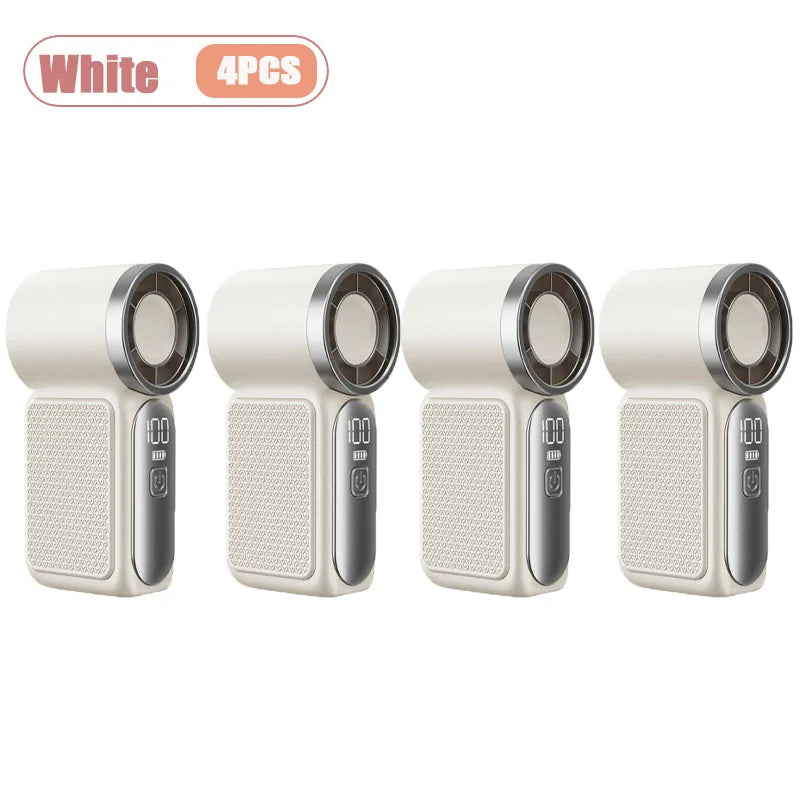 Long Lasting Turbo Mini Handheld Fan USB Rechargeable Portable Outdoor Small Fan High Speed Powerful Airflow Cooling Gadget Oasis Select White-4PCS