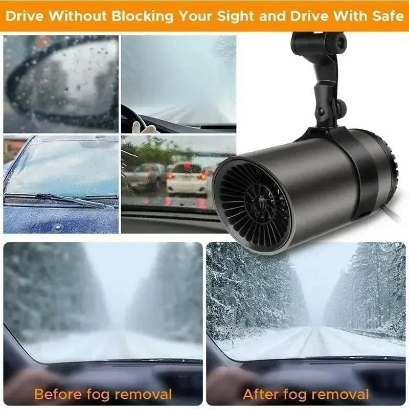 Electric Defogger Heater 12V 2in1 Car Heater Fan Dryer Windshield Defroster Anti Fog Fan for Car Truck Heating System Oasis Select
