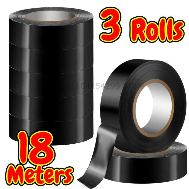 Black Electrical Wire Tape Electric Insulation Tape Heat Shrink High-Temp Insulating Adhesive for Industrial Home Mechanics Use Oasis Select 3roll