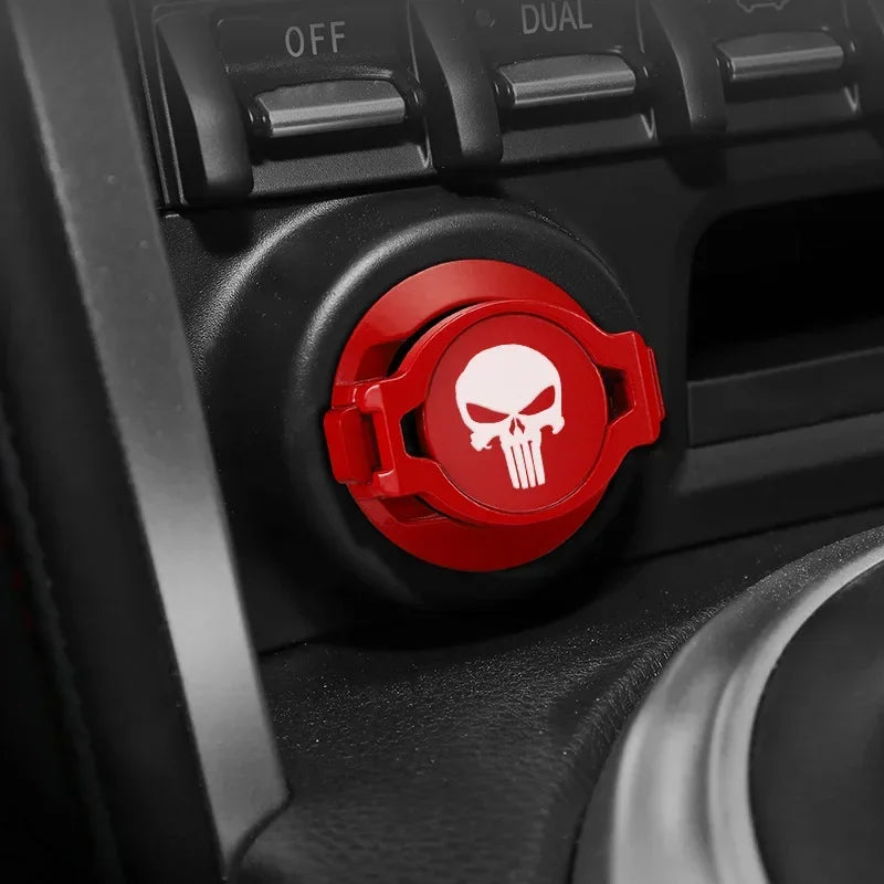 Start Stop Button Cover Engine Ignition Push Button Ring Styling Accessories Ignition Switch Protective Cover For All Cars Moto Oasis Select Skull-Red