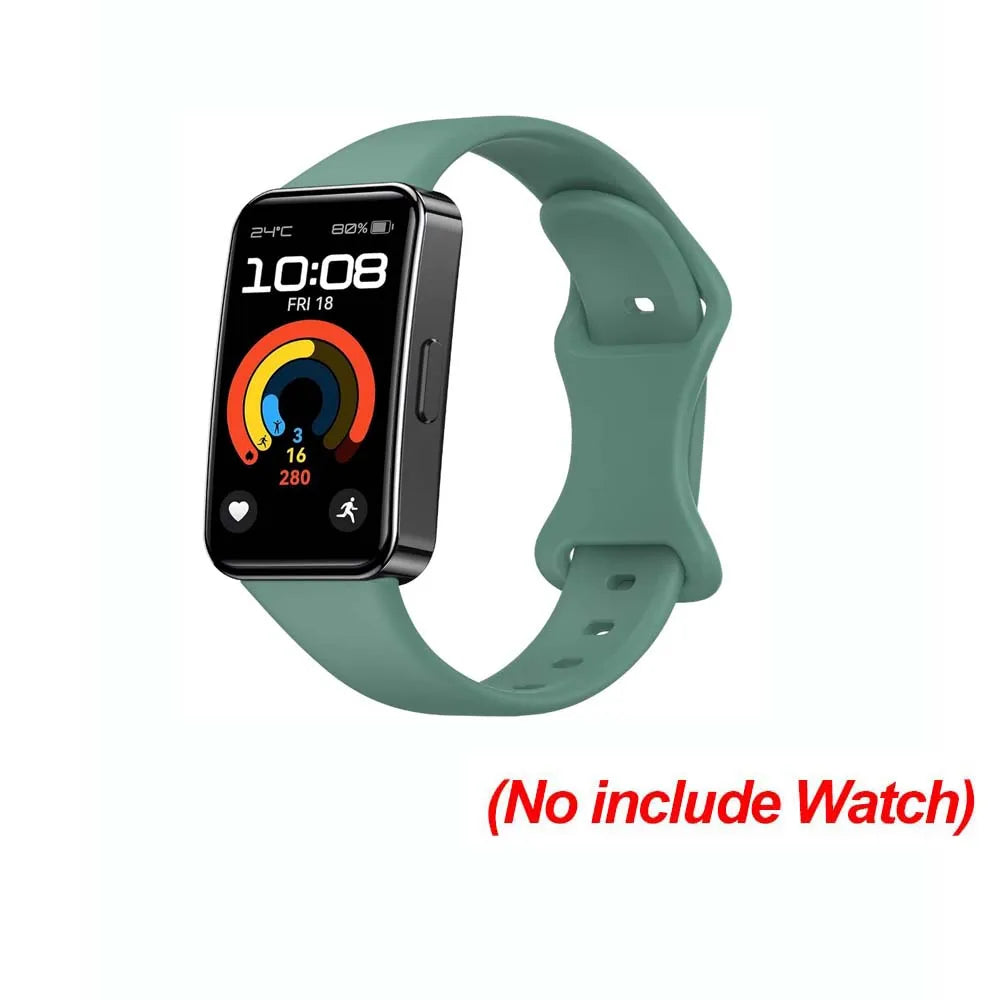 Soft Silicone Sport Strap for Huawei Band 8 & 9 Replacement Silicone Watch Strap Oasis Select Pine needles green For Huawei Band 9