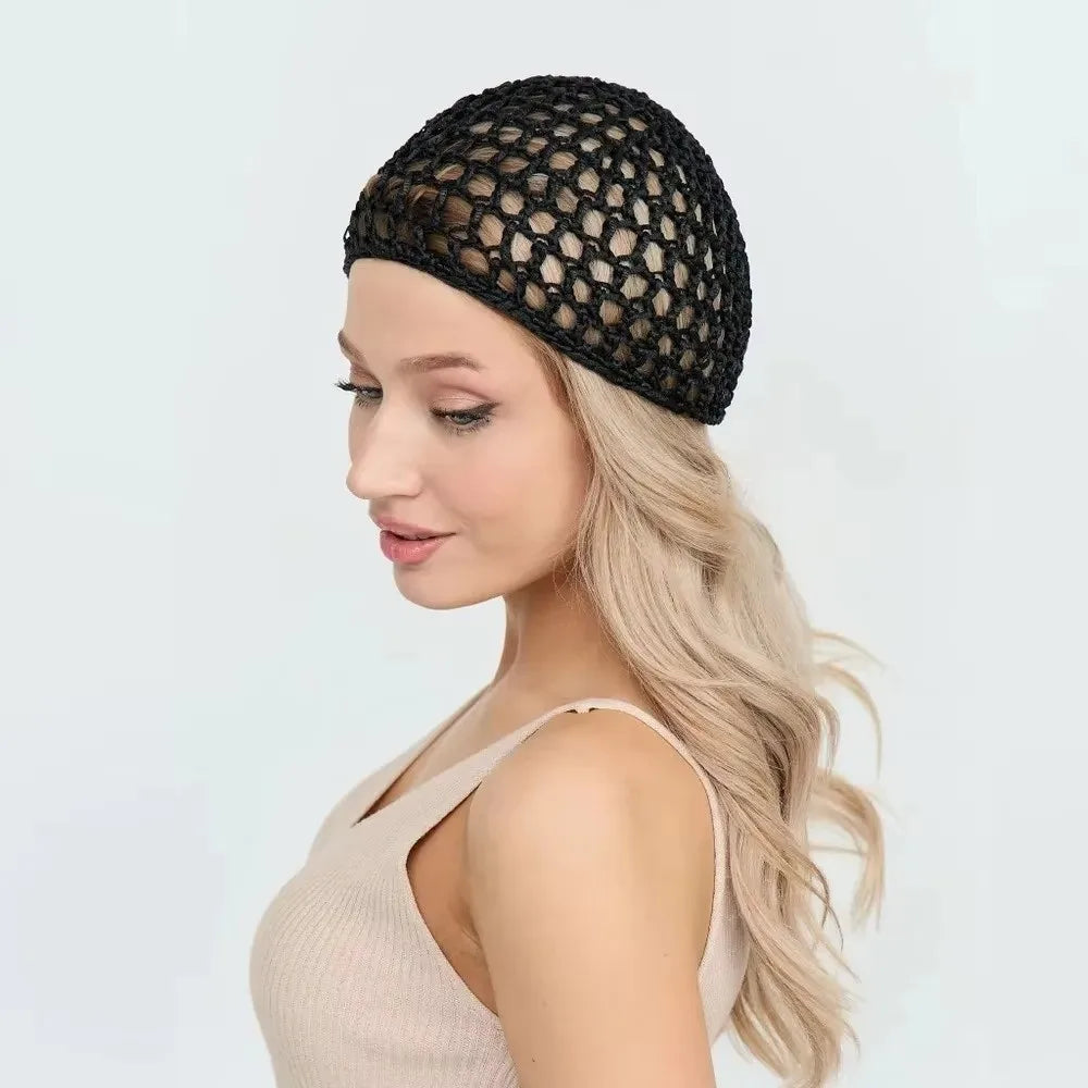 Simple Breathable Hair Net Cap Crochet Cap Comfortable Wig Caps Hollowout Mesh Turban Hat for Women Oasis Select