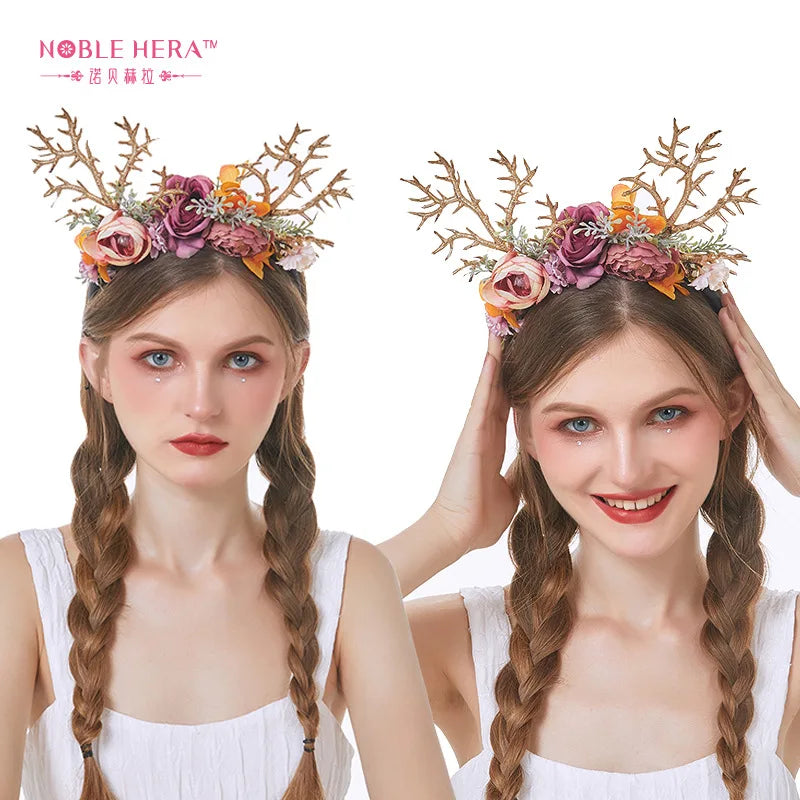 Christmas Headwear Forest-themed Antler Headband Easter Hair Accessory Party Photo Headband Oasis Select