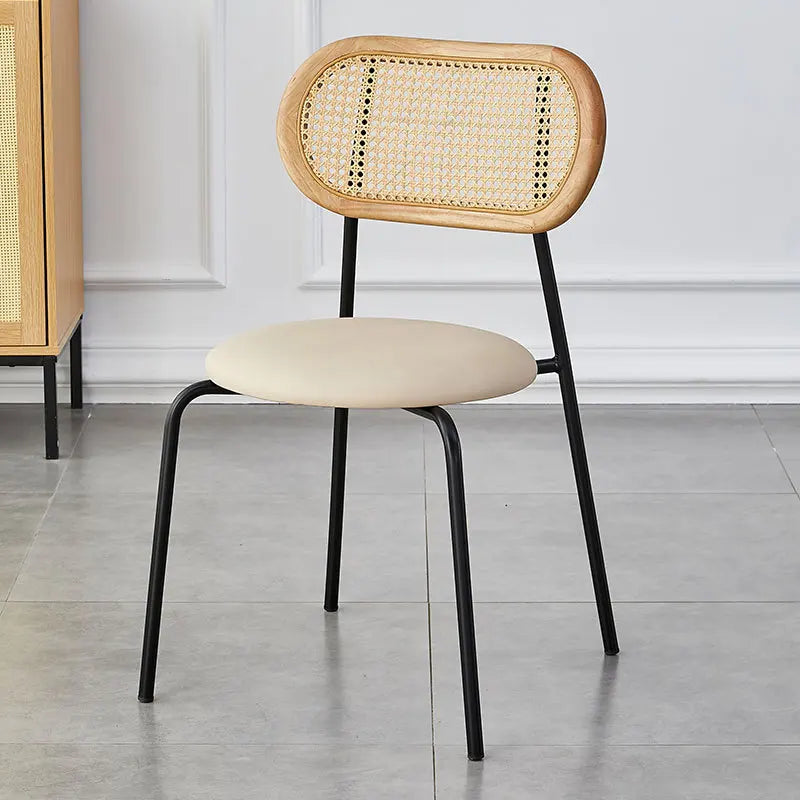 Multi-functional Household solid wood backrest dining chair office study rattan chair homestay milk tea shop seat Durable Oasis Select Off White G
