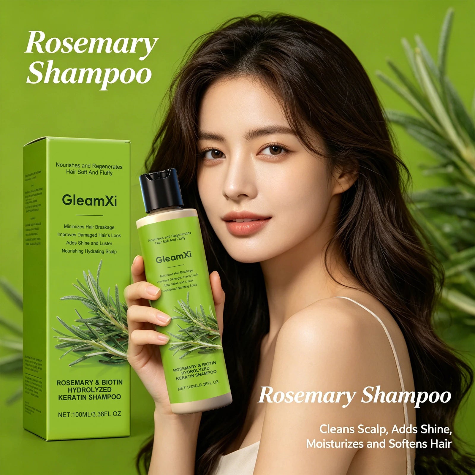 Rosemary Biotin Keratin Shampoo Anti-Breakage Hair Repair Wash Cleanses Scalp Volumizing Fluffy Strengthen Smooth Hair Care Oasis Select