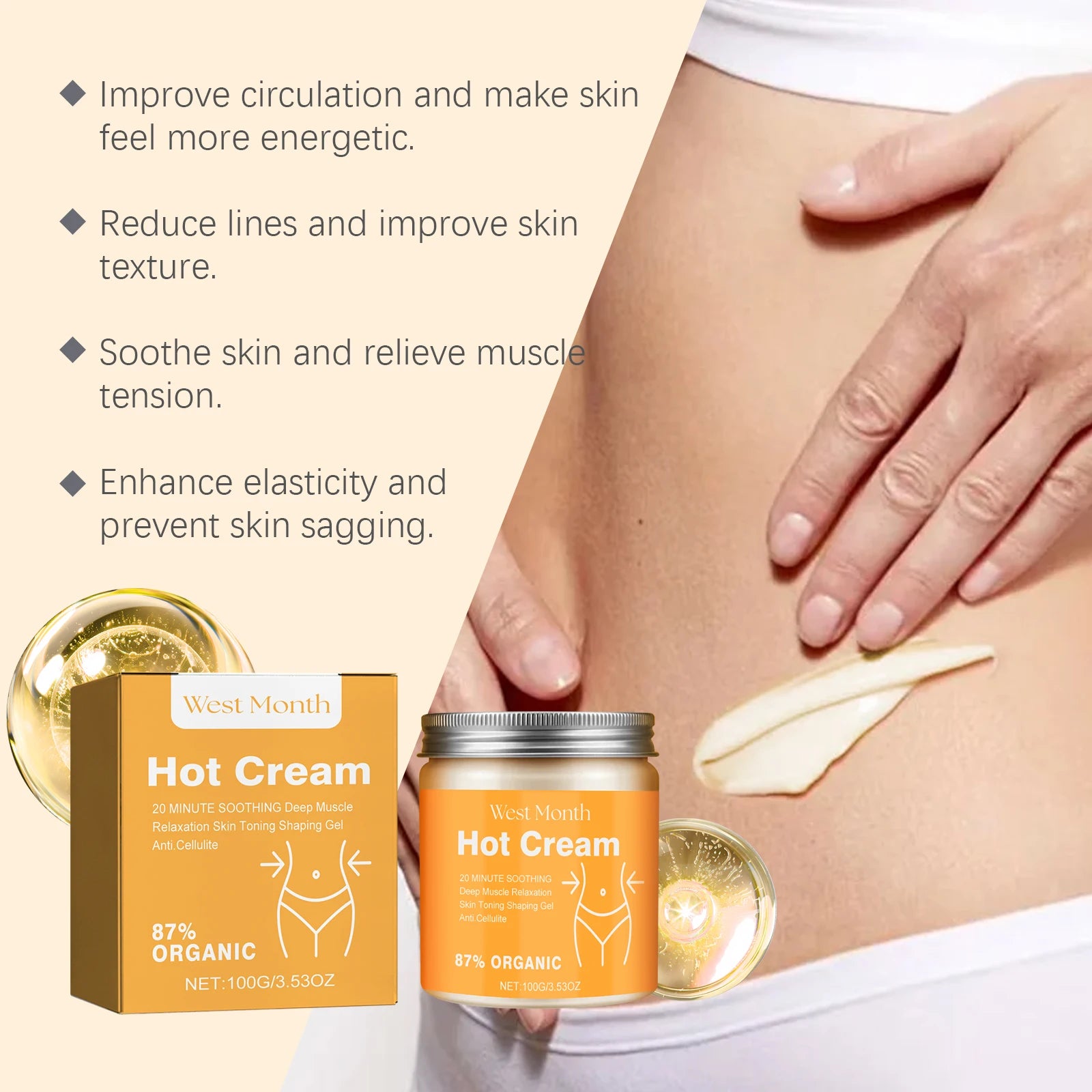 Hot Cream Massage Slimming Cream 87% Organic Anti Cellulite Slimming Lotion Thermal Fat Burning Massage Weight Loss Cream Oasis Select
