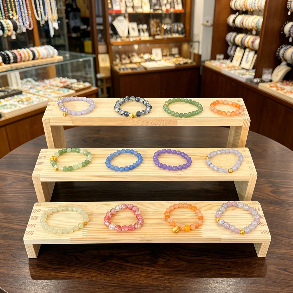 1pc ladder style wooden jewelry display rack long/short bracelet storage display rack countertop style store display rack Oasis Select