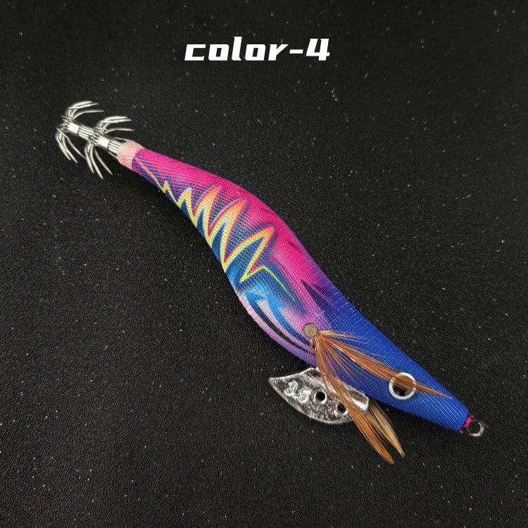 Multi-specification luminous beads wooden shrimp squid hook wooden shrimp set new lightning striped wooden shrimp squid hook exp Oasis Select WHITE Lightning No. 3.5