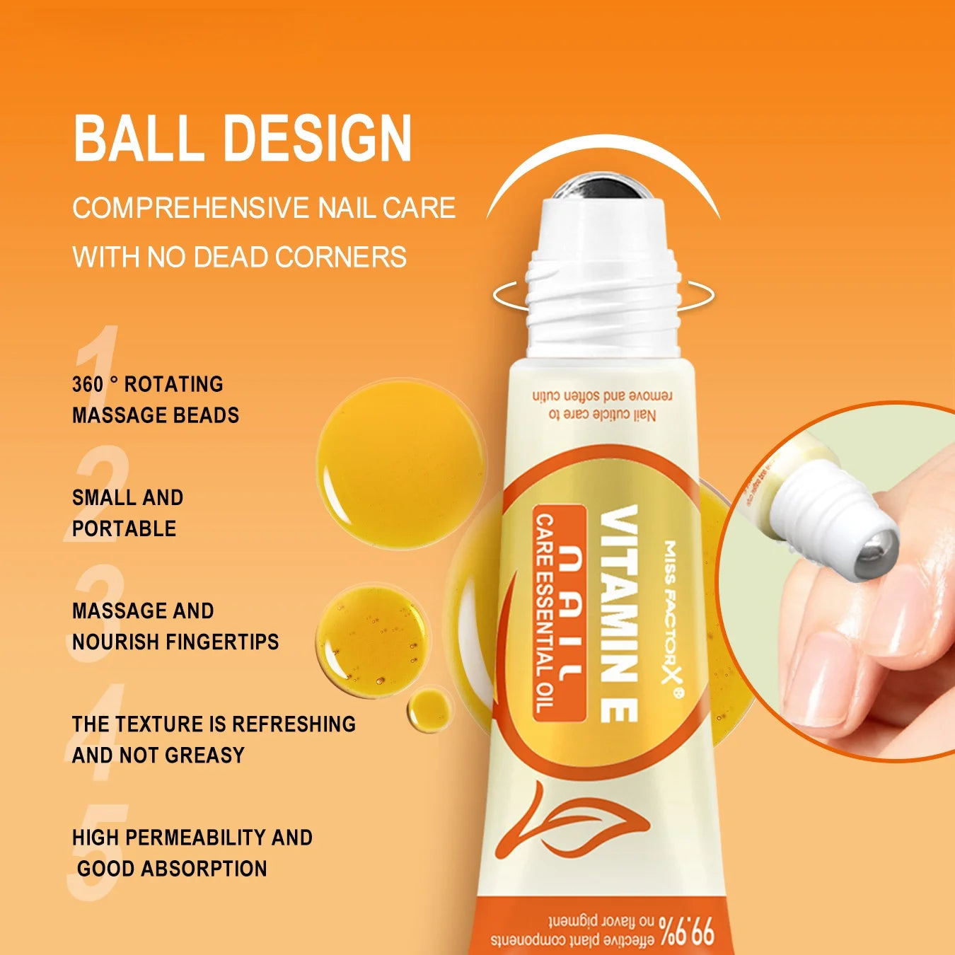 Vitamin E nail nails, dead leather care essential oils 12ml containing a variety of effective plant component rolling bead massa Oasis Select