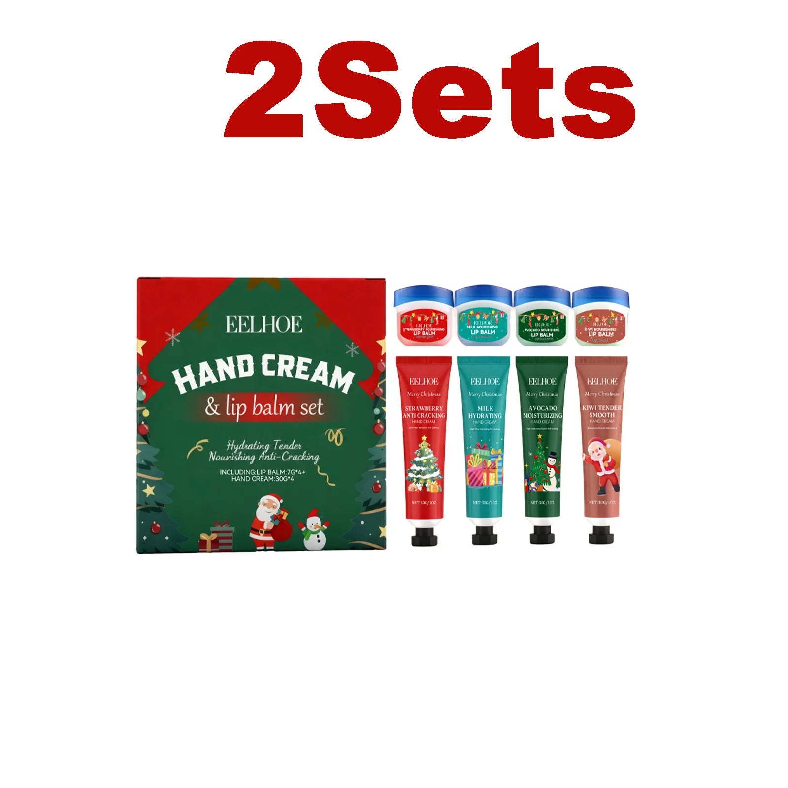 Christmas Hand Cream Lip Balm Set Gift Box Nourishing Moisturizing Anti-dry Cracked Softening Skin Festive Holiday Present Oasis Select 2 Sets