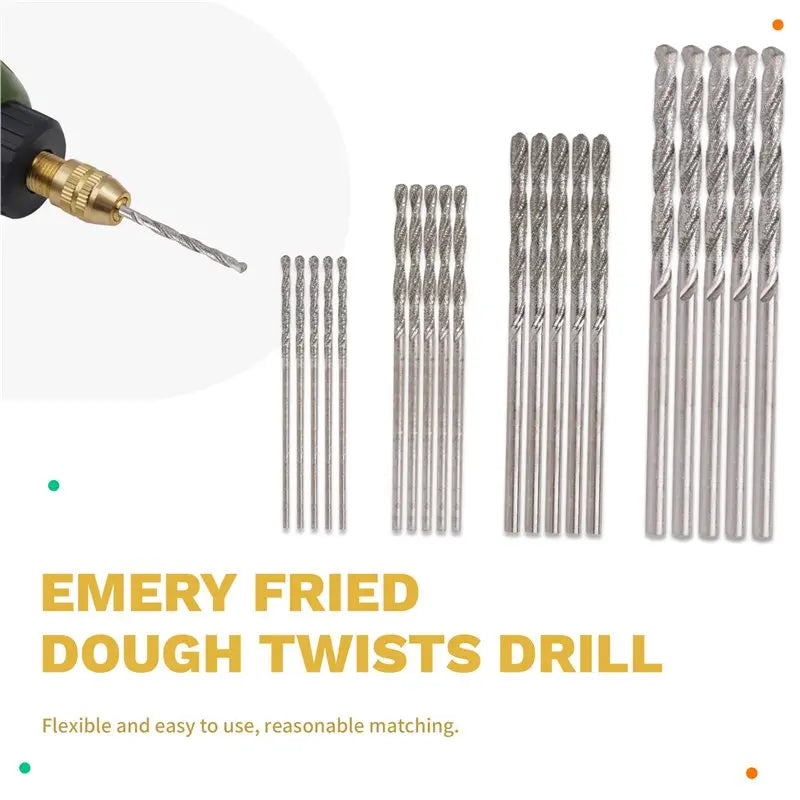 LIKE WISH Diamond Drill Bit Set 20 Pieces 4 Sizes 1Mm 1.5Mm 2Mm 2.5Mm Twist Tip Jewelry Beach Sea Glass Shells Gemstones Lapidar Oasis Select
