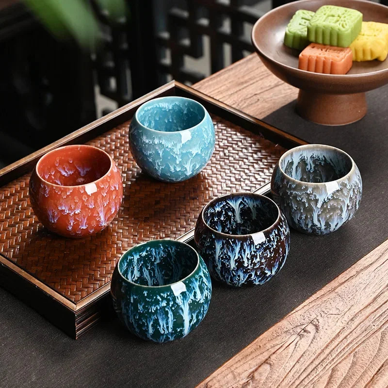 Gift Box & Five Elements Gift Box Kiln Change China Ceramic Tea Cup Porcelain Kung Fu Cups Set Pottery Coffee Mug Tableware Cup Oasis Select