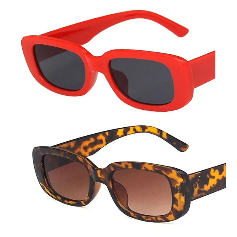 Fashion Sunglasses Classic Retro Square Glasses Women Brand Vintage Travel Small Rectangle Sun Glasses Female Eyewear Anti-Glare Oasis Select red-Leopard