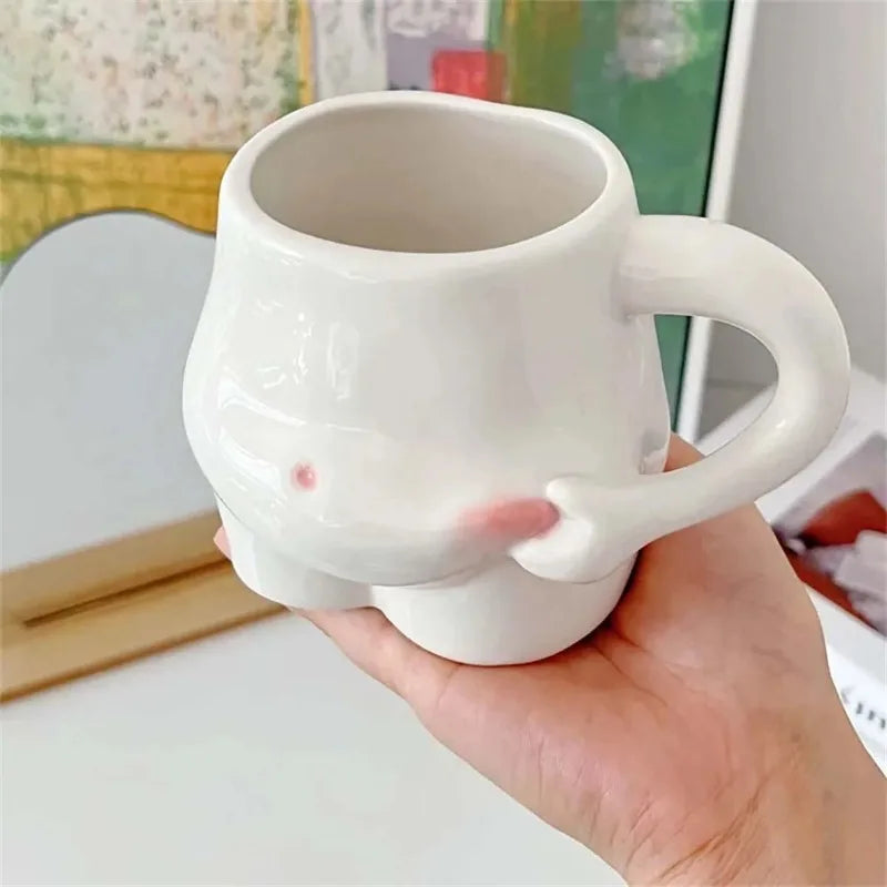 Creative Ceramic Coffee Mug Unique Hand Handle Design for Daily Beverage Office Home Funny Decorative Drinkware Gift Oasis Select