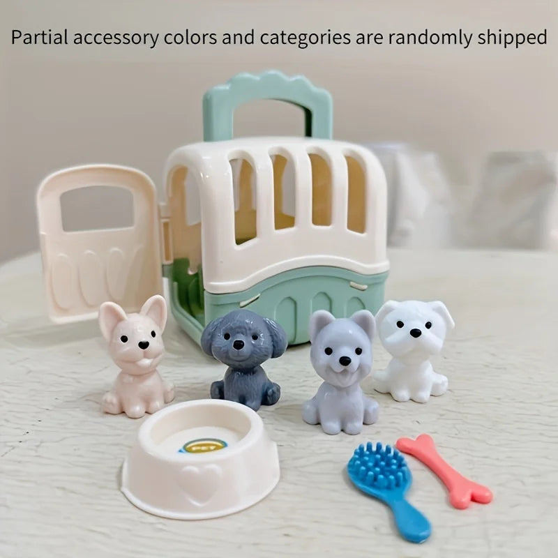 8pcs/set Pretend Play Pet House Playset,Cute Mini Dog House Role Play Vet Clinic Toy for Kid Animal Care,Educational Pretend Toy Oasis Select light green
