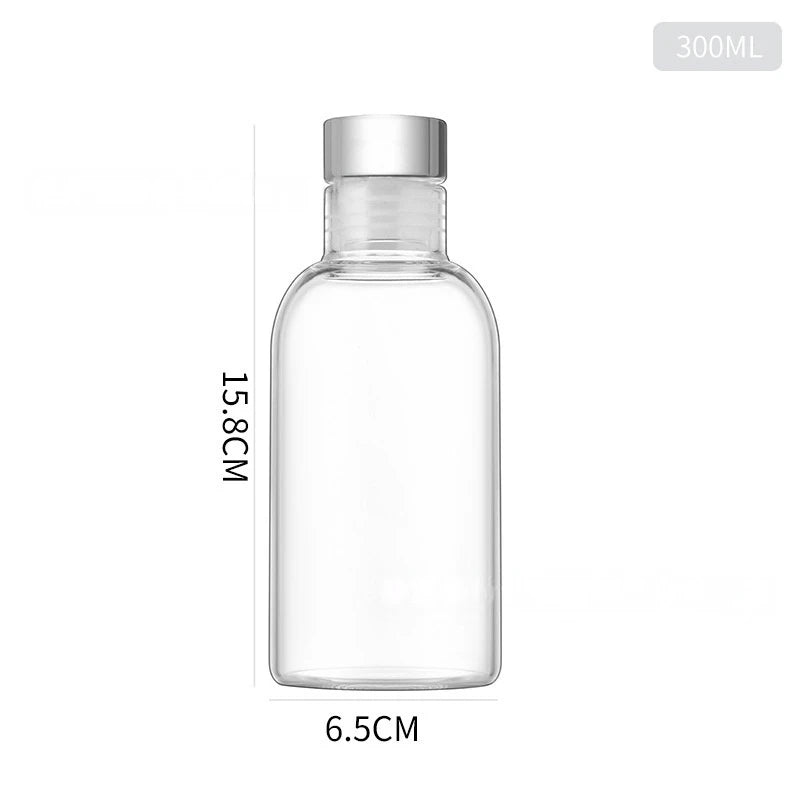 Borosilicate Glass Bottle with Sealed Lid with Time Scale - Leak-Proof, Fruit Tea Beverage Brewing Water Bottle Drink Container Oasis Select 300ml