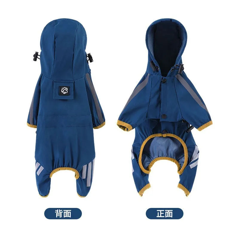 A Four-legged Waterproof Raincoat for Dogs, Large, Medium and Small-sized Pets, and A Pet Raincoat for Going Out on Rainy Days Oasis Select blue XXL L-38.5cm