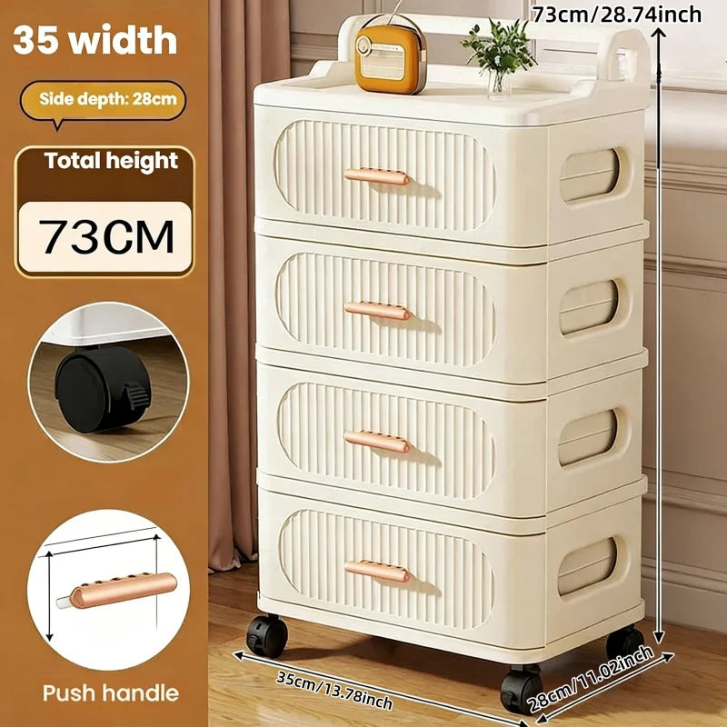 Drawer-style storage cabinet - A household portable storage unit for storing snacks and miscellaneous items in multiple layers. Oasis Select 35cm-4 layers-white