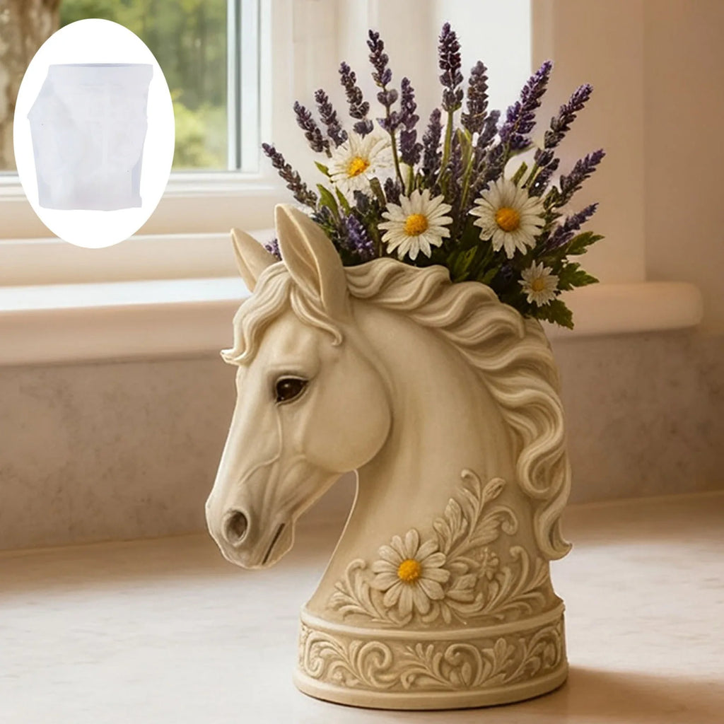 Horse Aromatherapy Candle Cup Silicone Mold DIY Handmade Concrete Gypsum Storage Box Plant Flowerpot Mold Oasis Select