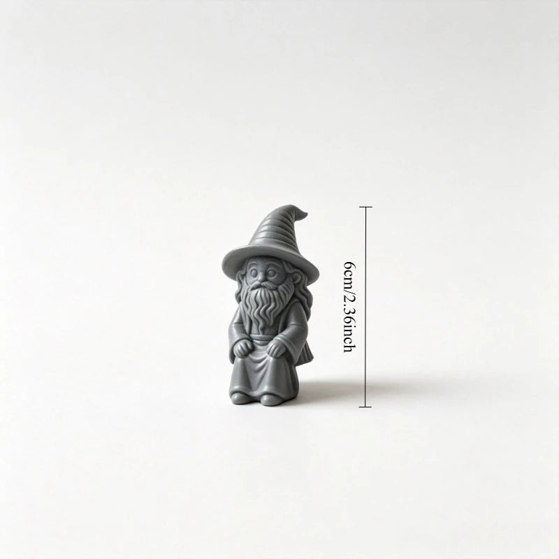 Mini Wizard Figurine 3D Printed Sitting Magician Miniature Statue Cute Edge Sitter Ornaments Home Office Monitor Shelf Art Decor Oasis Select Mini Wizard Grey