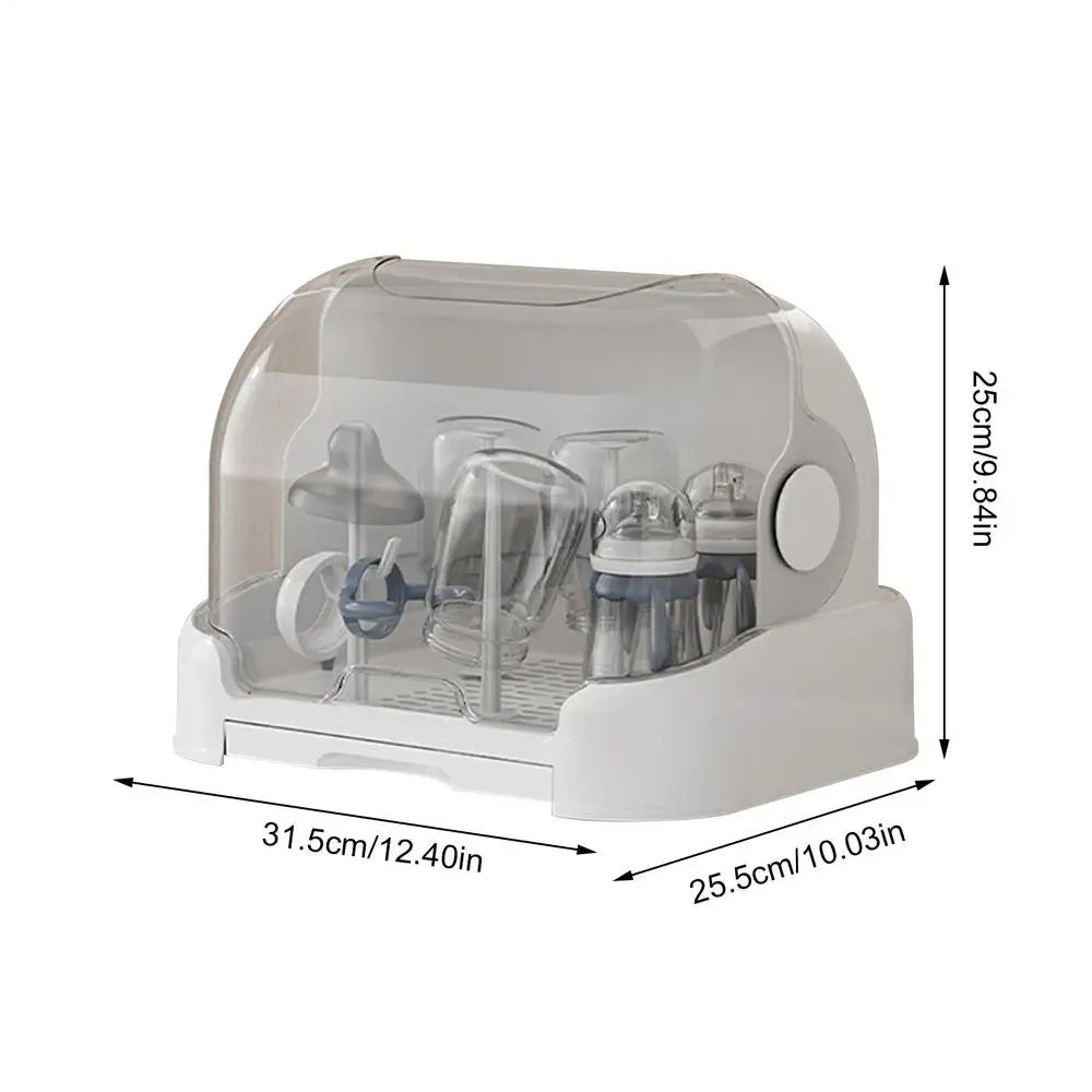 Baby Bottle Storage Organizer Large Baby Bottle Organizer with Cover Dust-Proof Containers for Pump Feeding Pantry Countertop Oasis Select White
