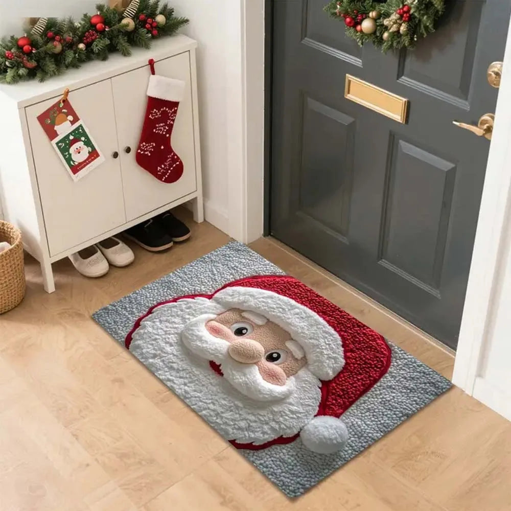 Water-absorbing Christmas Door Mat Santa Claus Design Christmas Decor Bathroom Mat Gingerbread Man Pattern Foot Mat Bathroom Use Oasis Select 08
