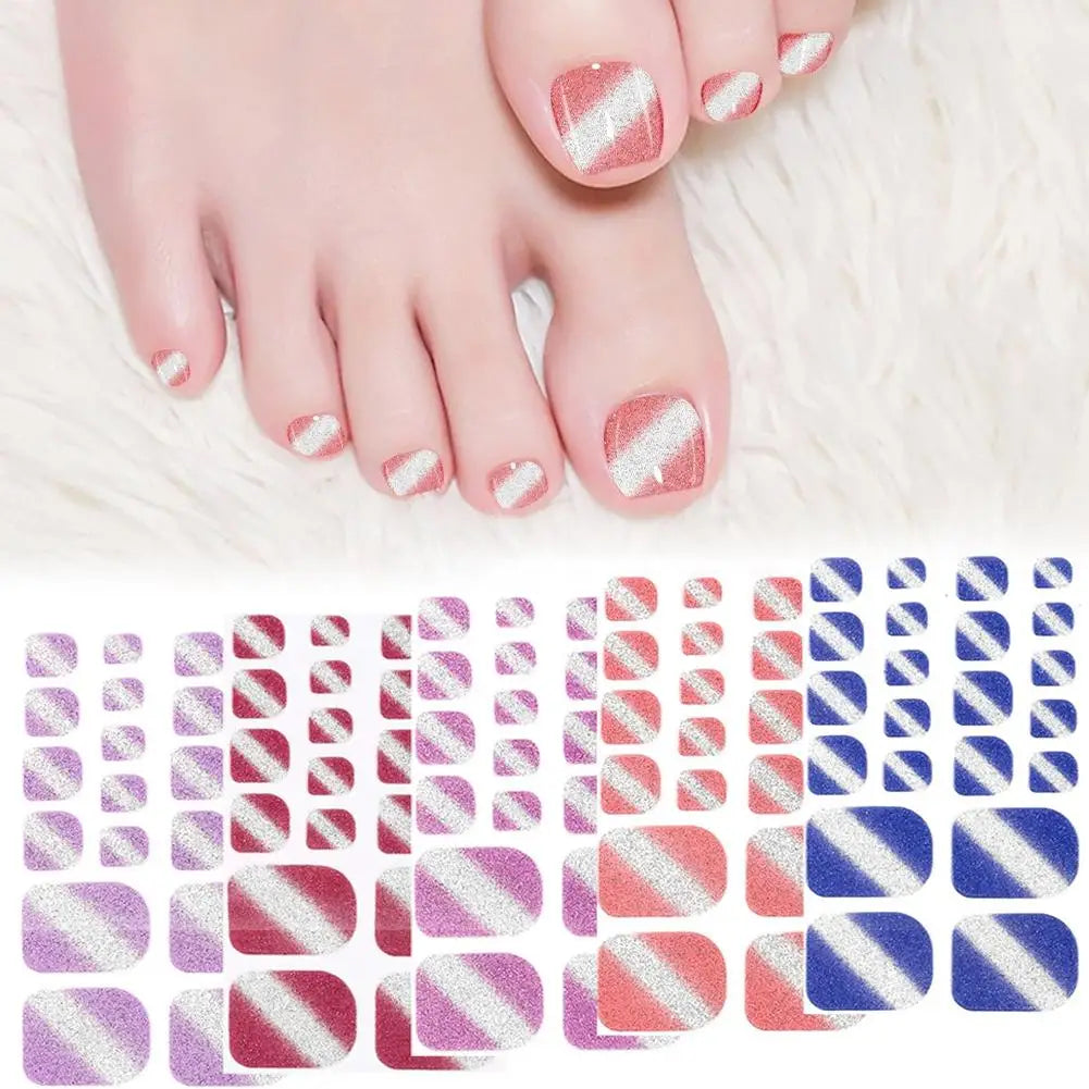 Gradient Glitter Toenail Stickers – Full Nail Wraps & Polish Strips Toenail Wrap Stickers Oasis Select
