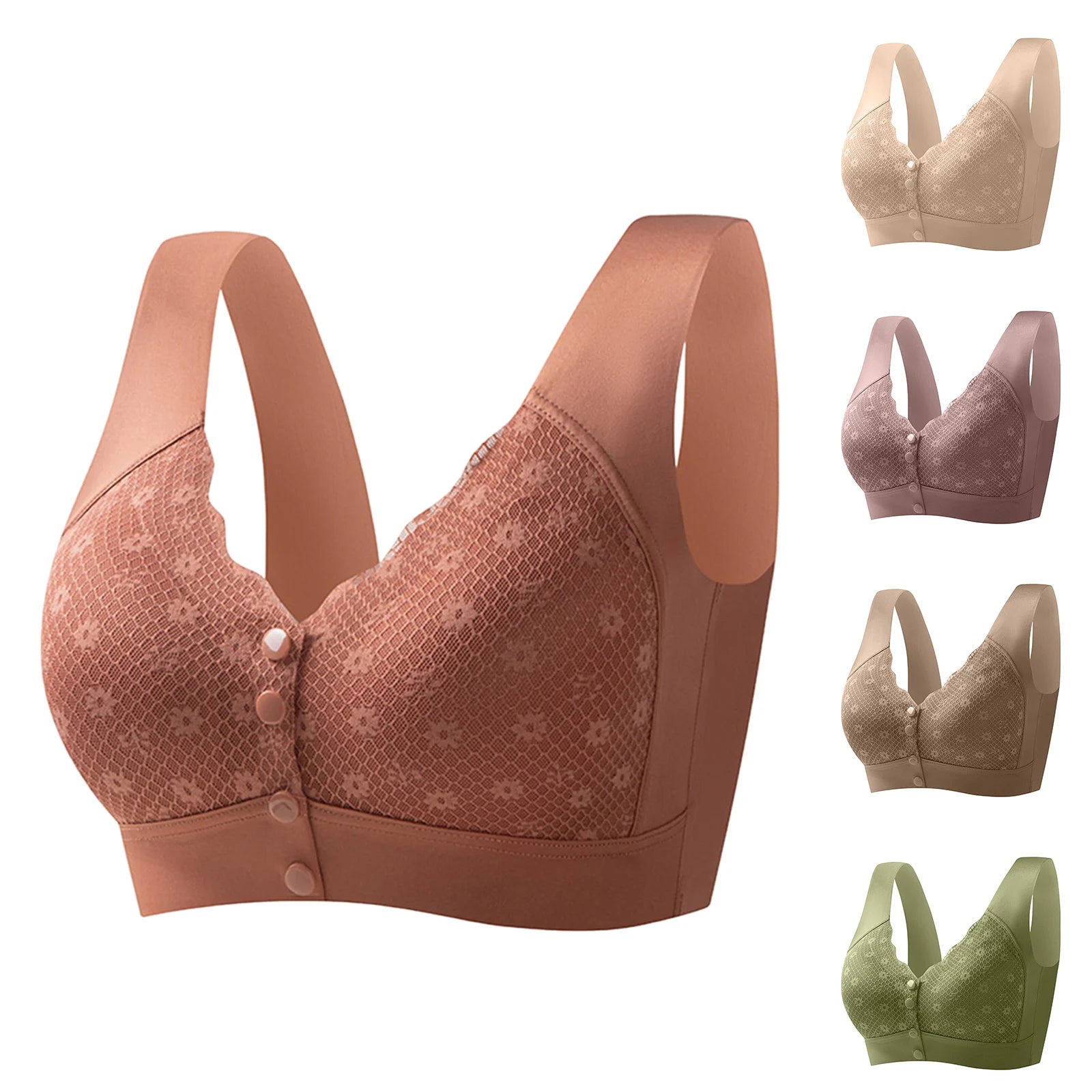 Mom's Lace Bra Wireless Front Closure Women's Underwear Brand Flagship Store Gathered No Steel Ring Comfortable Home Clothes Oasis Select