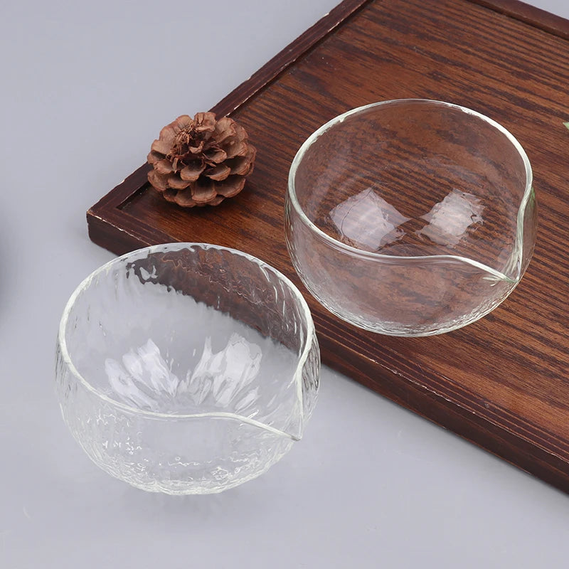 1Pc Textured Glass Matcha Bowl With Pouring Spout Japanese Style Green Tea Ceremony Tea Bowl Song Dynasty Tea Tools Oasis Select