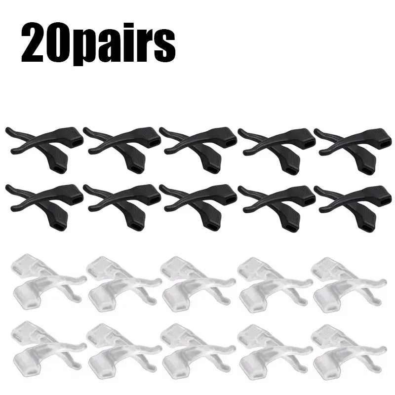 10/30Pairs Glasses Anti Slip Silicone Ear Hook Long-Lasting Eyeglasses Ear Holder Spectacles Bracket Elastic Sunglasses Eartips Oasis Select 20pairs mix
