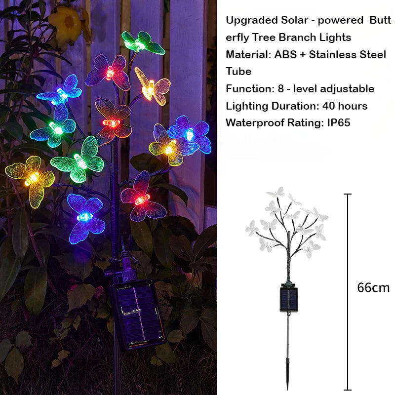 Solar Butterfly Branch Light Firefly LED Garden Outdoor Lawn Lights Oasis Select RGB 12 Light