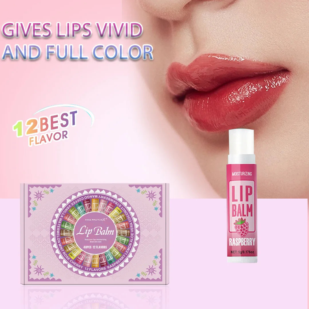 48PCS/ box Moisturizing Lip Balm set 5g12 Flower fragrance Natural fragrance moisturizing and brightening lip color holiday gift Oasis Select