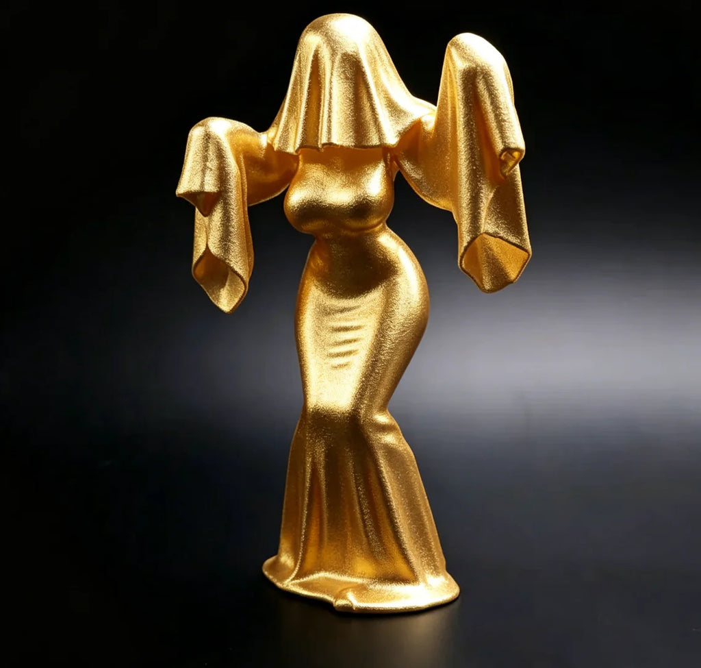 3D Printed Female Ghost Figurine Spooky Creative Ornament Unique Art Decor Personalized Home Space Decoration Craft Gift Oasis Select Golden