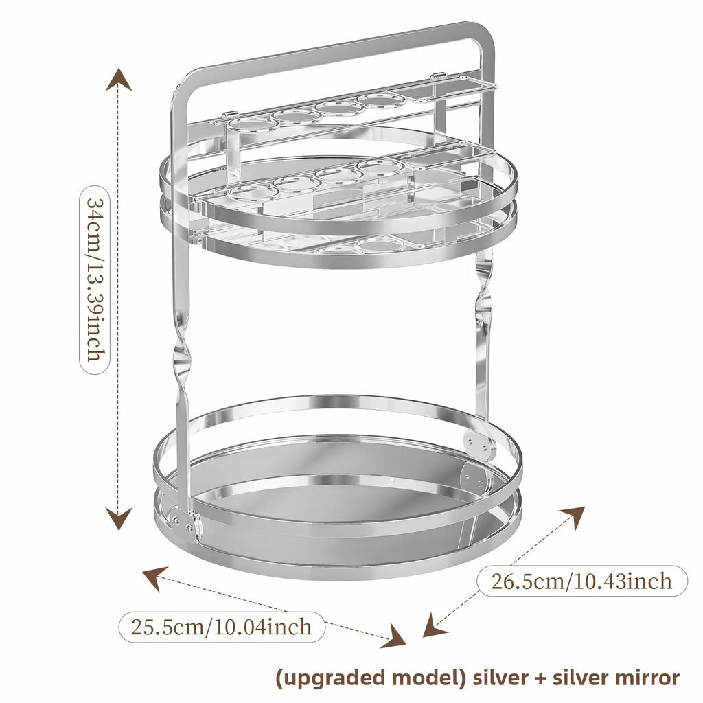 Rotating Cosmetics Storage Rack Dresser Eyeshadow Brush Shelf Premium Sense Desktop Skin Care Products Perfume Finishing Oasis Select Silver SJ JM