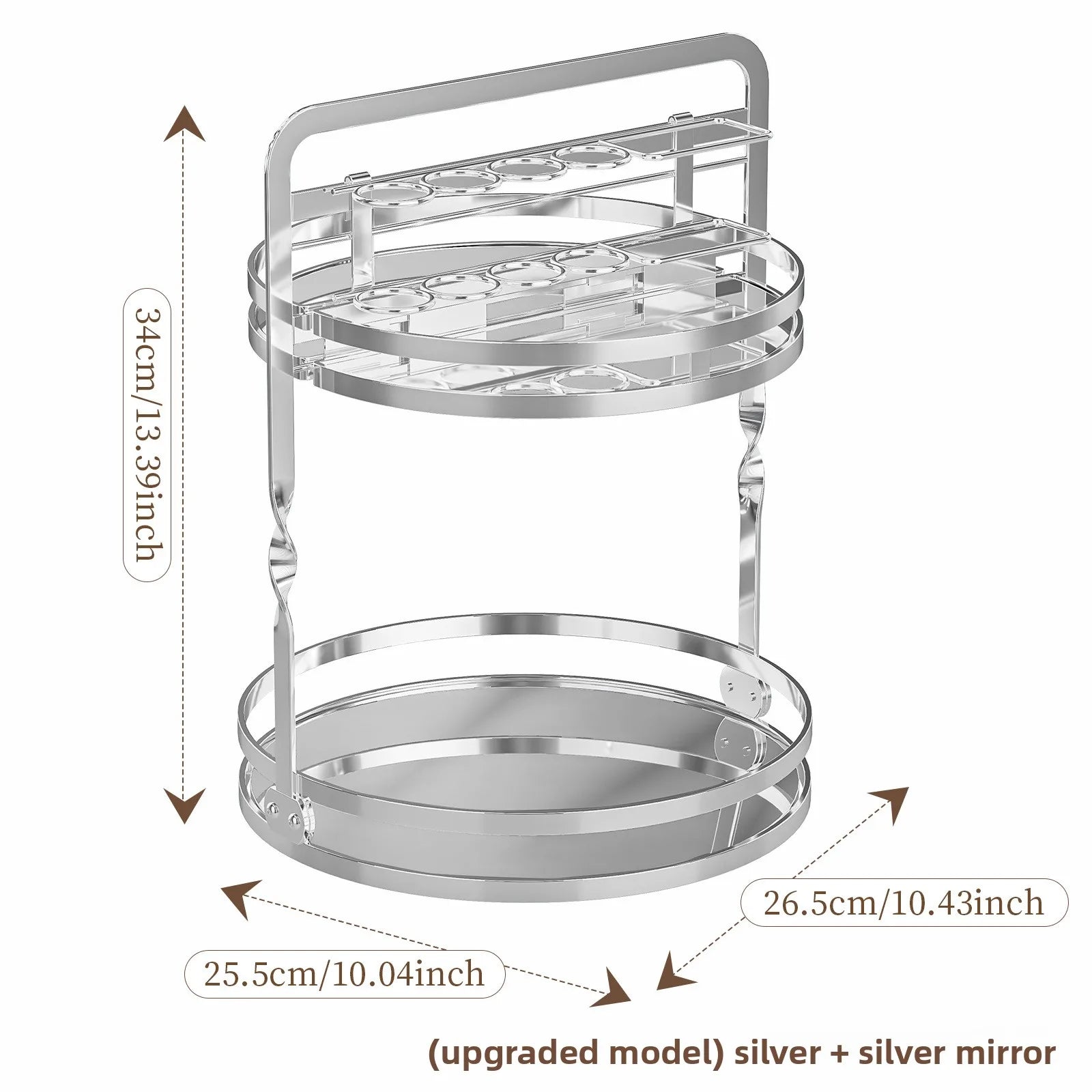 Rotating Cosmetics Storage Rack Dresser Eyeshadow Brush Shelf Premium Sense Desktop Skin Care Products Perfume Finishing Oasis Select Silver SJ JM