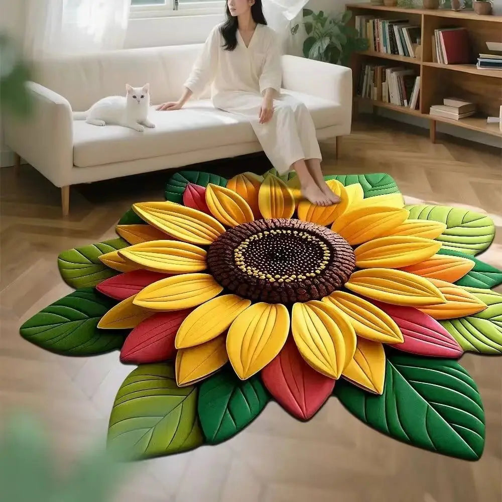 Sunflower Shaped Non-Slip Soft Carpet Mat 60x60cm | Home Décor