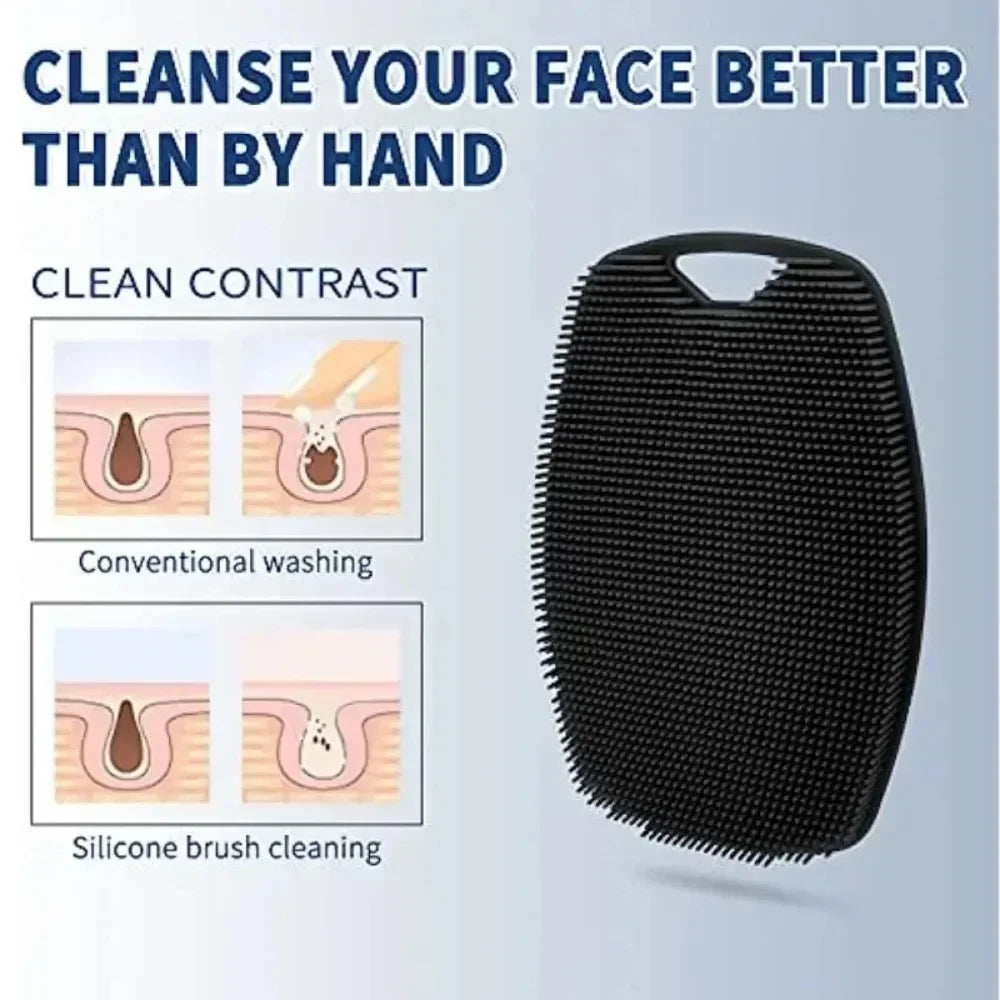 Soft Silicone Body Shower Scrub Brush, Handheld Facial Cleansing Oval Tool Gentle Exfoliation Massage Skin Bathroom Accessory Oasis Select