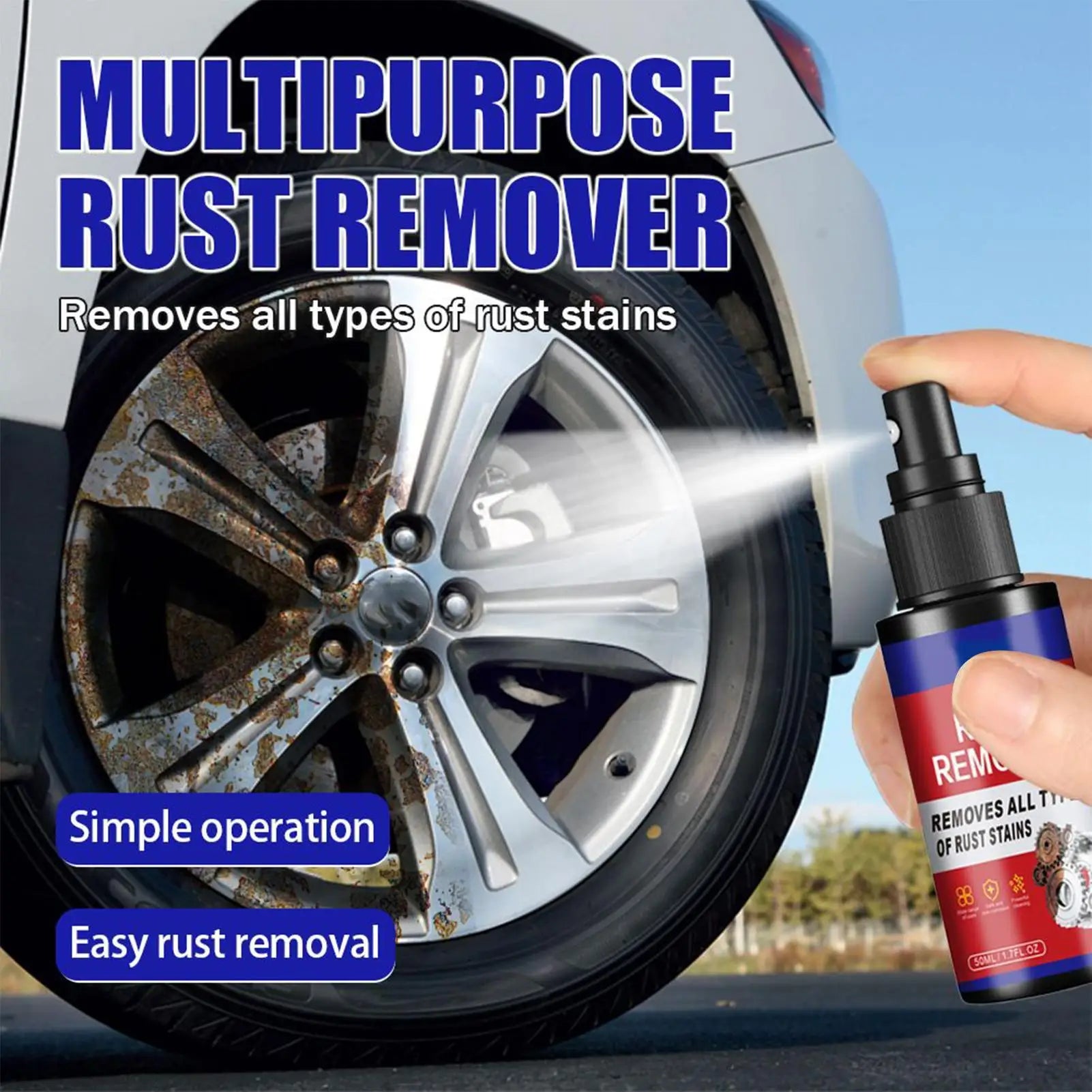 Rust Inhibitor Car wheel Rust Remover Derusting Spray Metal Car Detailing Spray Rust Dissolver Iron Stain Cleaner Polishing Care Oasis Select