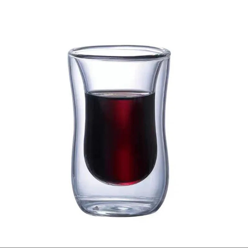 Double Wall Glass Cup Transparent Heat Resistant Milk Water Mini Whisky Cup Espresso Coffee Cup Bar Drinkware Gift Oasis Select No-handle-80ML 80ml