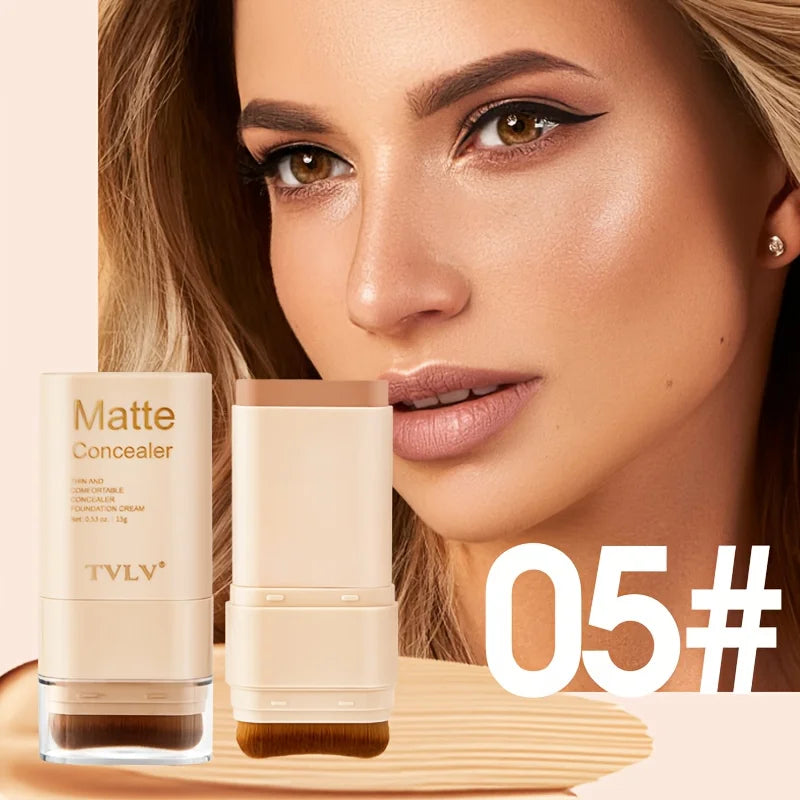 2-in-1 Concealer Eraser Dual-Head Foundation Stick with Brush Head Nine Colors European and American Waterproof Non-Caking Solid Foundation Cream 15G/Stick - 1 Stick Oasis Select 05 15g
