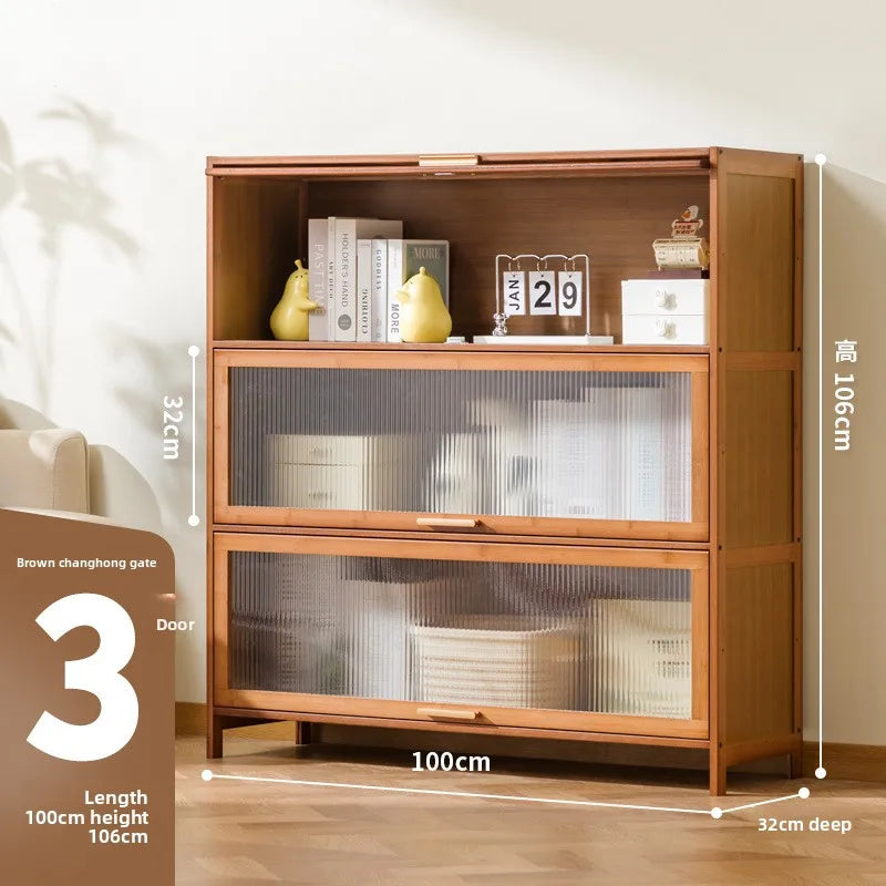 with door dustproof floor rack children's book cabinet household living room multi-layer storage cabinet storage display cabinet Oasis Select 100 long three doors