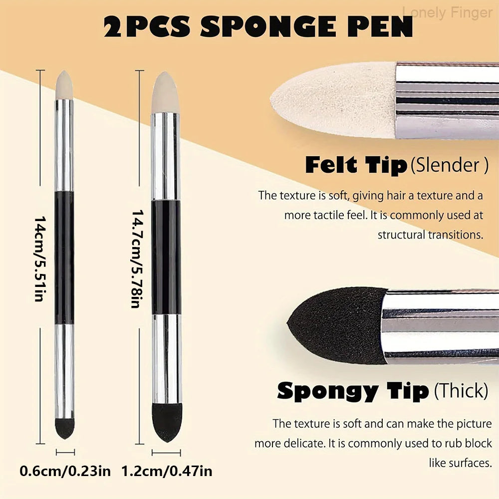 9pcs Blending Stumps, Blending Sponge Pens and Sandpaper, Washable & Reusable, Tortillions Paper Art Blenders for Student Artist Oasis Select