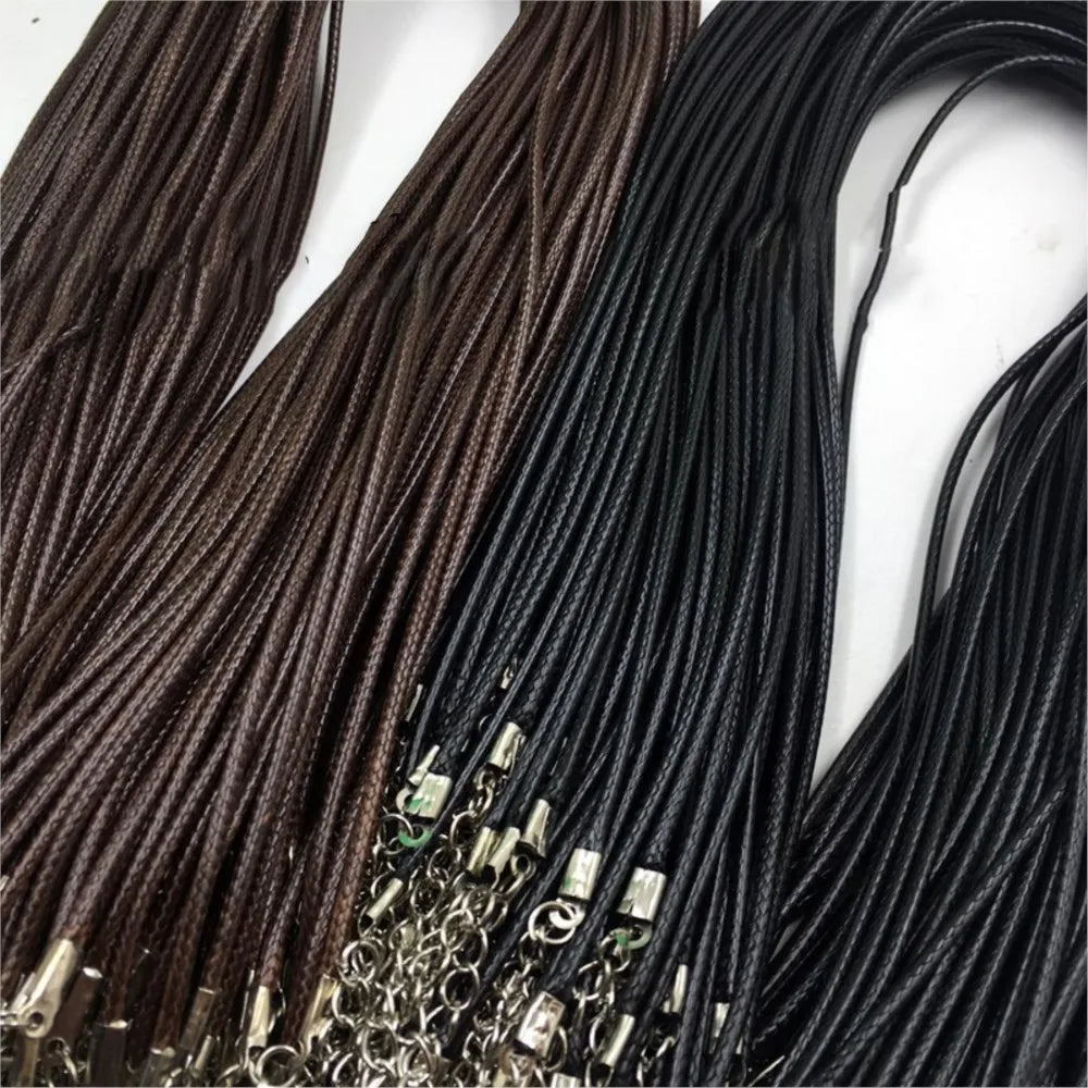 20pcs 45cm Brown Waxed Necklace Cord with Bronze Chain Lobster Clasp for DIY Bracelet Pendants Jewelry Making Beading Supply Oasis Select