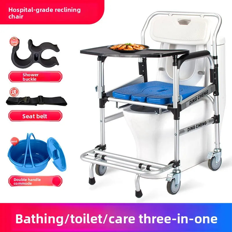 Solid Wheelchair household mobile toilet for the elderly, bath chair for the disabled, non-slip bath chair toilet Oasis Select 05