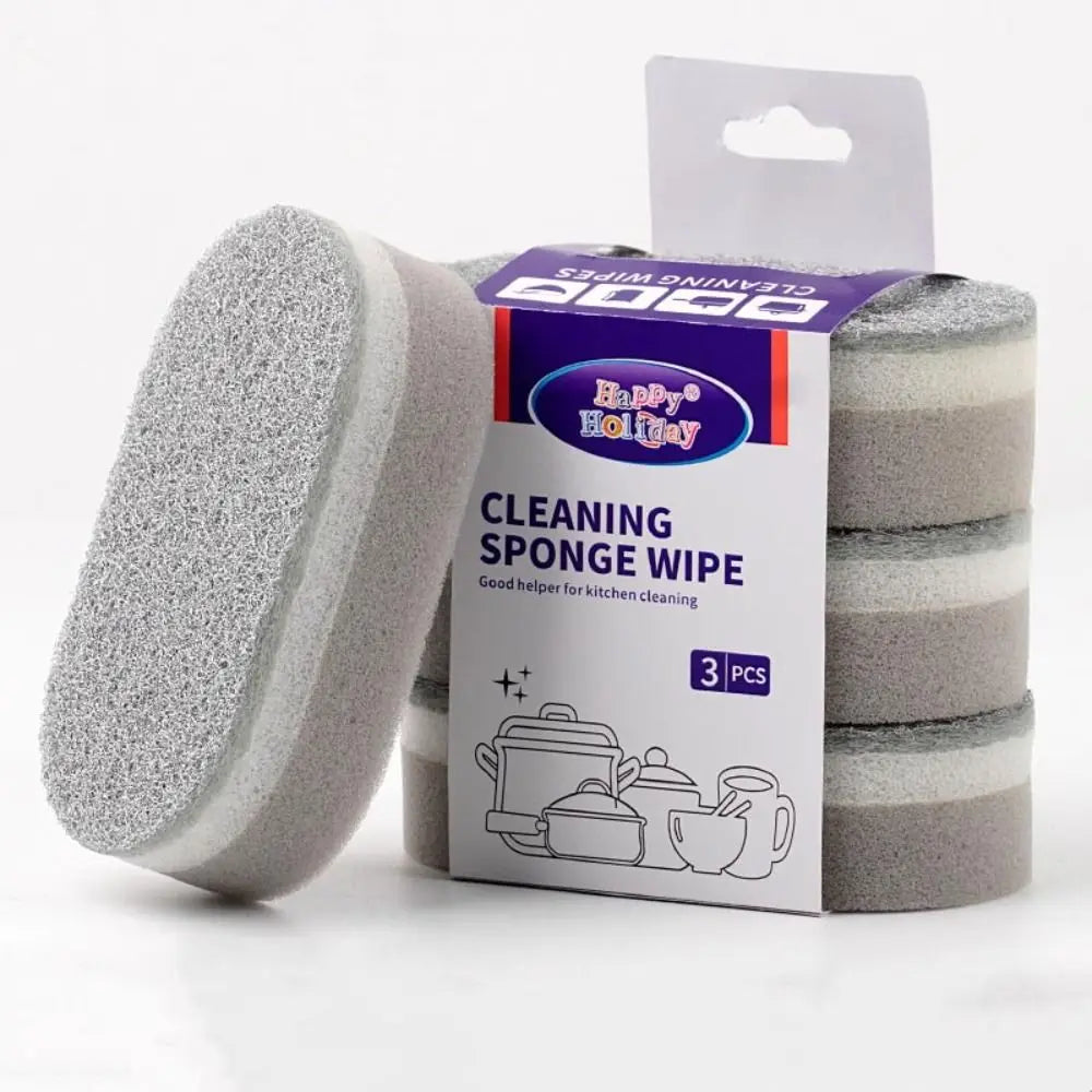 1/2/3Pcs Three-Layers Dishwashing Sponge Decontamination Double-Sided Cleaning Rag Household Cleaning Tools Thick Scouring Pad Oasis Select 3Pcs