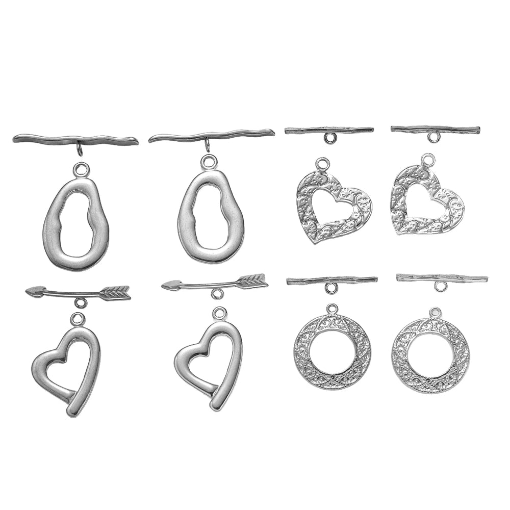 5 Sets Stainless Steel Toggle Clasp T-bar Closure Ring Fastener Hook End Connectors for DIY Necklace Bracelet Jewelry Making Oasis Select