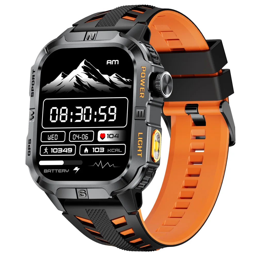 GPS Smart Watch Compass Flashlight Smartwatch Man Lady Outdoor Music Sports Heart Rate Health Blue Tooth Call Waterproof 540mah Oasis Select BOBOS