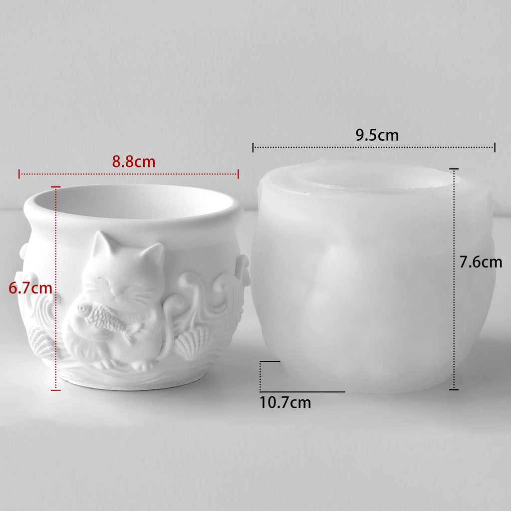 Animal Gypsum Flowerpot Silicone Mold DIY Cat And Dog Relief Ceramic Drip Pot Mold Oasis Select C