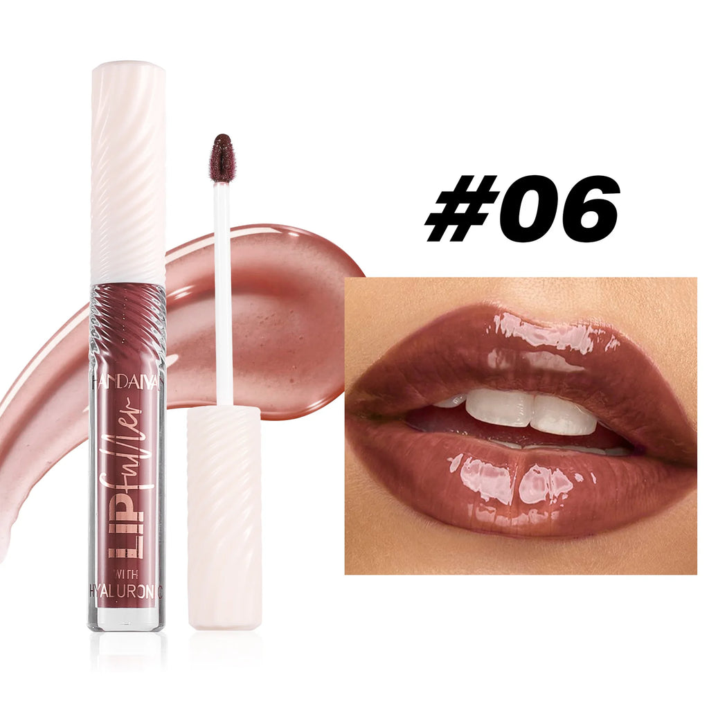 HANDAIYAN 8 Color Mirror Lip Gloss with Hyaluronic Acid Hydrating Moisturizing Pearl Infused Glossy Lipstick for Plump Lips Oasis Select 06